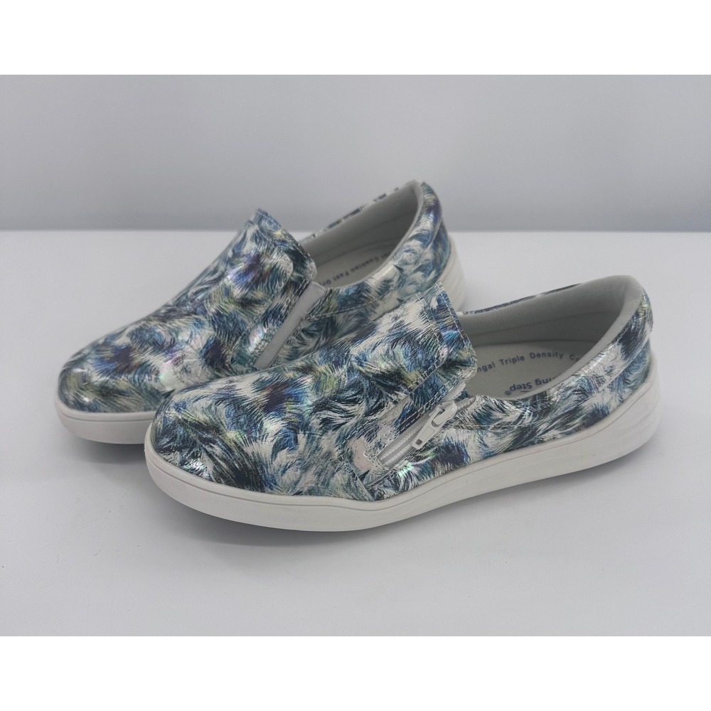 Spring Step Whispie-Tufts-Blum Sneakers  Blue‎ Multi Leather Zip Slip-On Size 7M